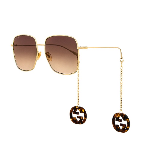 Gucci Chain Logo sunglasses tortoise GG removable dangling acetate charms - Picture 2 of 5